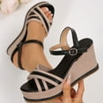thumbnail image 4 of QNANSPI Women's Wedge Heel Shoes, Summer Casual Footwear for Women, Women Wrap Buckle Strap Summer Fashion Casual Color Contrast Eye-Catching Wedge Heel Slide Shoes, 4 of 6
