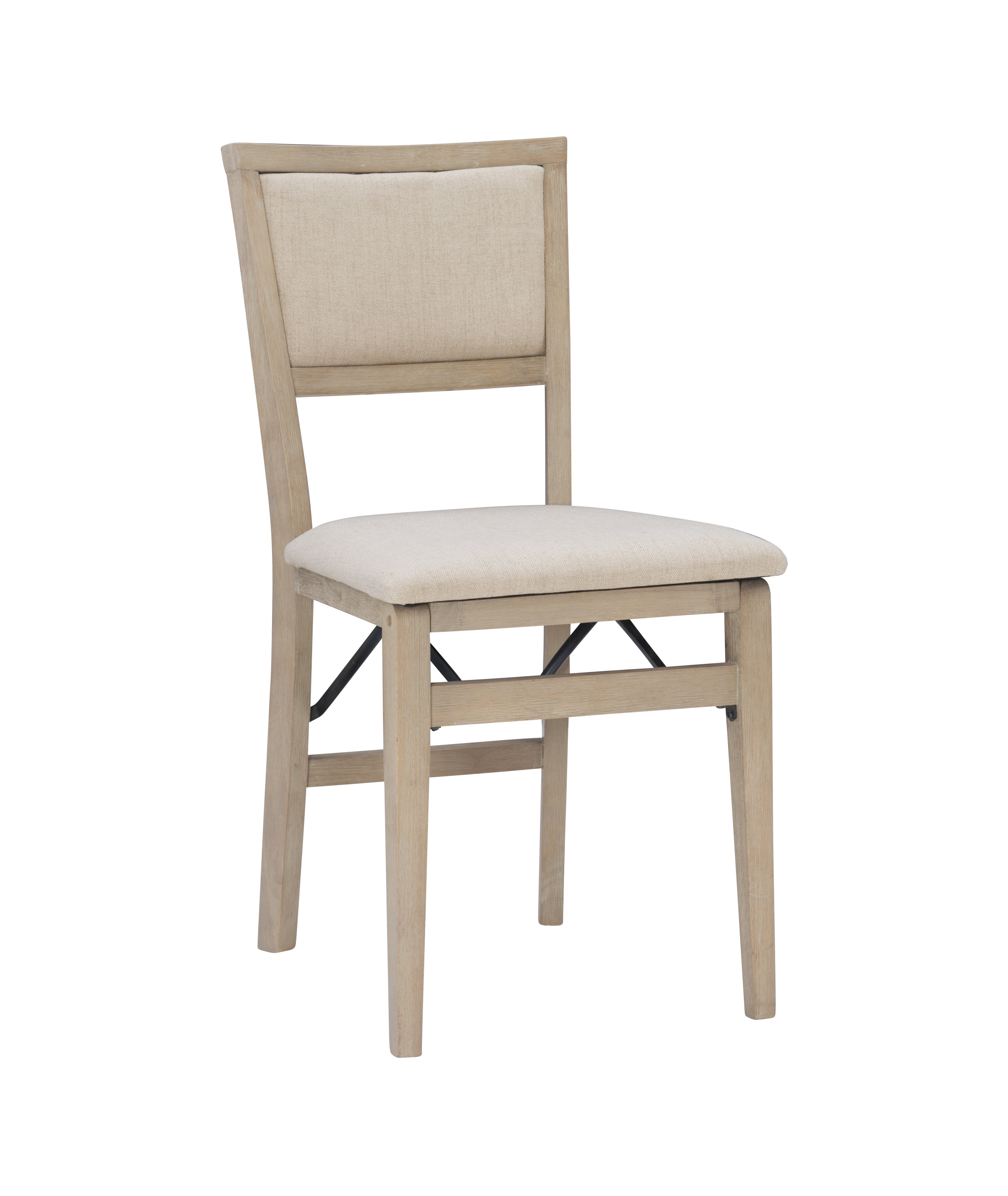 Linon Kristle Indoor Folding Dining Chair, Set of 2, Graywash/Beige