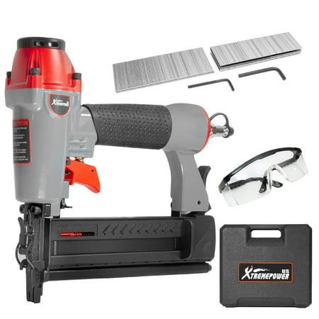 

XtremepowerUS Pneumatic Brad Nailer 2-in-1 Nail Gun Staple Gun Fires 18-Gauge with Carrying Case and Safety Glasses