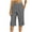 Gray, variant on HongQid Women Linen Shorts Casual Knee Length Shorts with Split Button Hem Summer Beach Lightweight Capri Pants