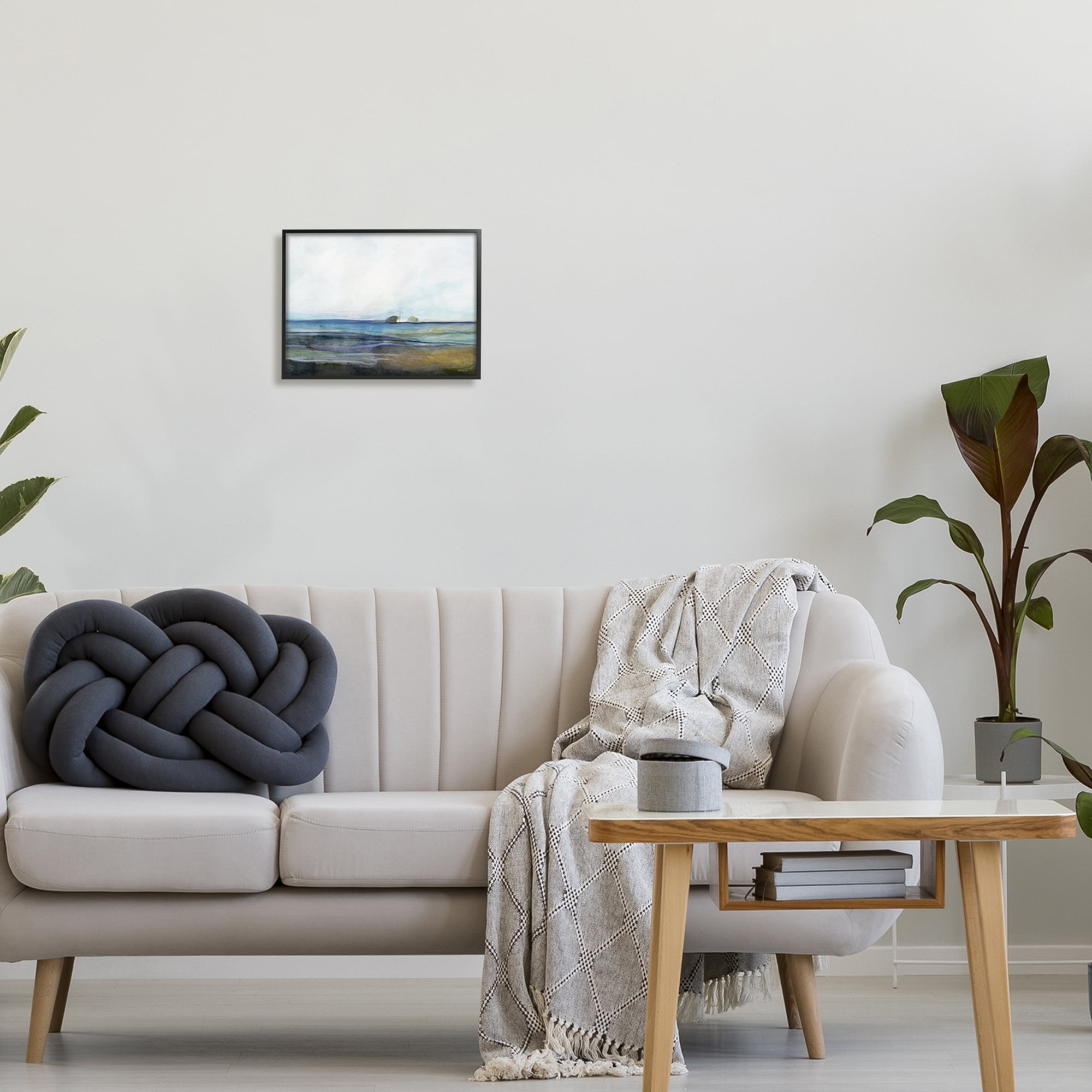 Stupell Abstract Beach Shore Nautical Landscape Abstract Painting Black Framed Art Print Wall Art