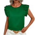 thumbnail image 1 of Yuyuzo Blouses pour Femmes Habillées Décontractées à Volants Manches Courtes Col Rond T-Shirts Été 2025, 1 of 7