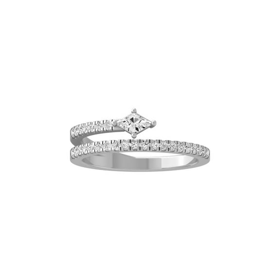ARAIYA FINE JEWELRY Sterling Silver Lab-Grown Lozenge-shape and Round Diamond Snake Band Ring (1/2 Cttw, D-F Color, VS1 Clarity) Size 10