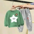 thumbnail image 2 of Zwiiyzr 3-9Y Toddler Baby Boy Girl Clothes Warm Fleece Lined Print Long Sleeve Sweatshirt Tops and Pants Winter Fall Clothing Set Green, 2 of 3