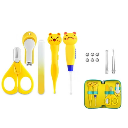 Walmeck Earpicks Ear Wax Removal Tool Kit with LED Light Flashlight Nail Earpick Ear Spoon Tweezers Ear Cleaner for Ear & Hand Care Ear Cleaning Tool