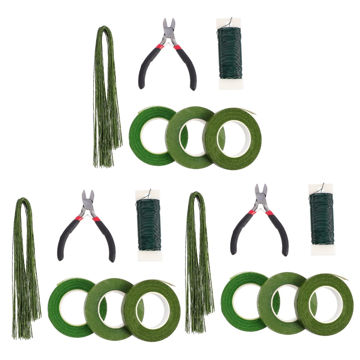 DINHEAROM Floral Arrangement Tools Kit Grass Green 3 Sets For Home Decor Diy Crafts