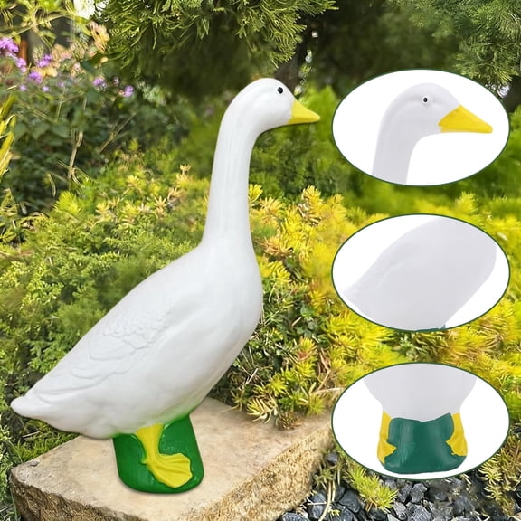 Goose Statue Porch Decorations Outdoor, Resin Mini White Geese Garden Statues, Outdoor Garden Art Decor Ornament, Housewarming Gifts