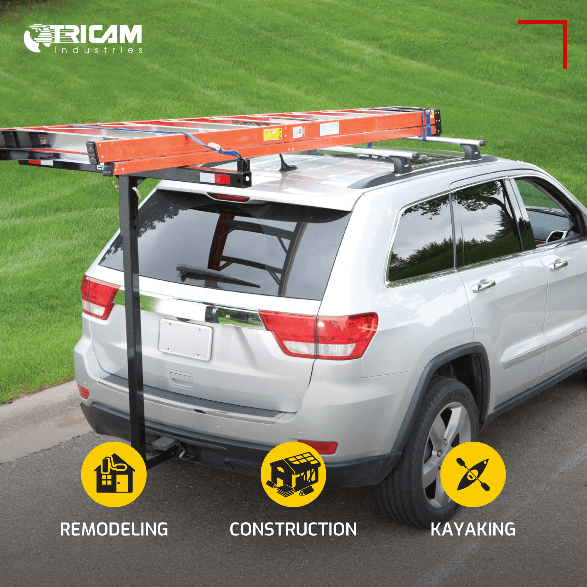 SEEK Adjustable Hitch Mounted Steel Load Extender for Canoes & Kayaks