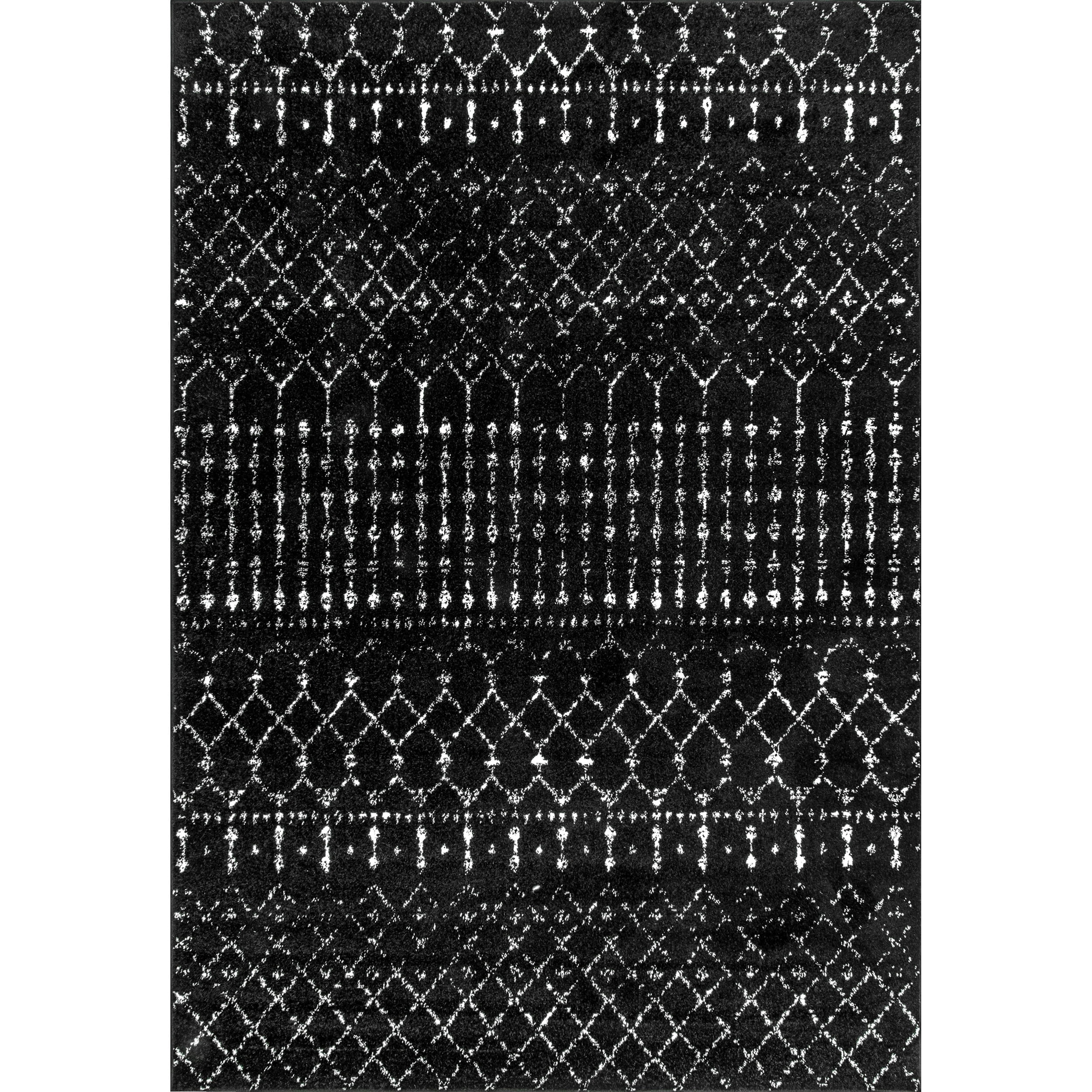 nuLOOM Moroccan Blythe Black and White 6' 7" x 9' Transitional Area Rug