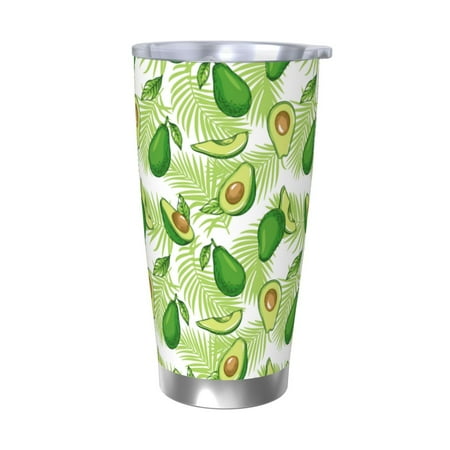 

Fuzoiu Avocado And Tropical Palm Leaves Print 20oz Tumbler Stainless Steel Vacuum Insulated Car Cup Insulated Coffee Mug Travel Mug with Lid Thermal Cup for Outdoor-Without Straw