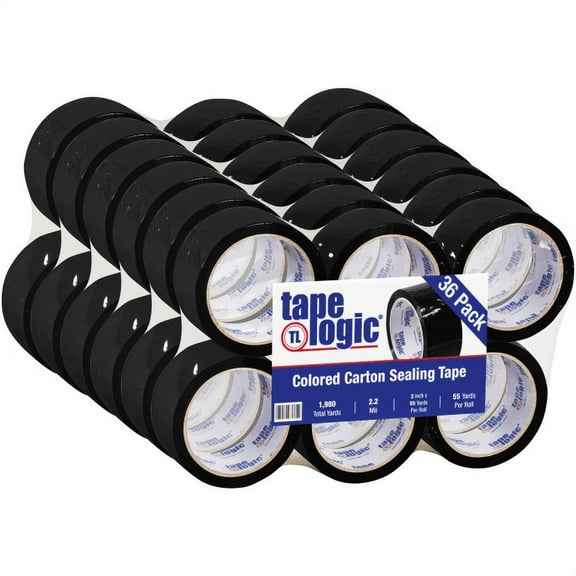 Tape Logic Carton Sealing Tape,2x55 yd.,Black,PK36 T90122BK