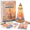 thumbnail image 2 of Beginner-Friendly DIY Lighted Sea Glass-Style Lighthouse Kit Collection Ocean Inspired Craft Kit for Coastal Home Decor Seasonal Display and Handmade Projects (sunset beach), 2 of 7