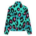 thumbnail image 6 of Jackets for Women Winter Coat Jackets Flannel Stand Collar Jacket(Blue Pink Leopard Skin,Size:S-4XL), 6 of 7