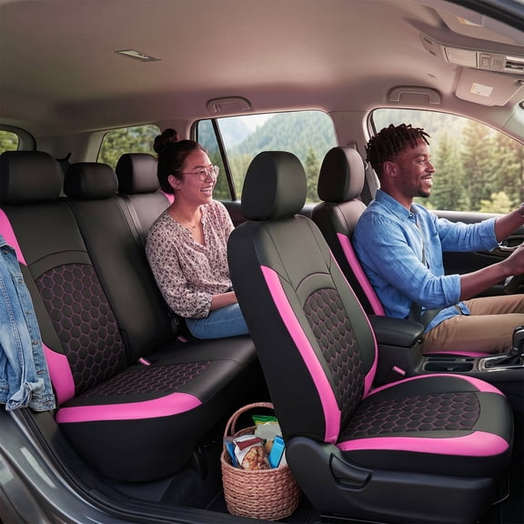 Cacagoo Universal Car Seat Covers, Full Set Front & Rear Seat Covers, 9-Piece Polyester Auto Seat Protectors, Airbag Compatible, Universal Fit, Includes Headrest Covers and Hooks