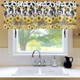 thumbnail image 6 of Sunflowers Cow Window Valance for Kitchen, Retro Country Floral Fence Black White Cow Texture Rod Pocket Short Curtain for Small Windows, Light Filtering Decorative Valance, 54 x 18 Inch, 1 Panel, 6 of 9