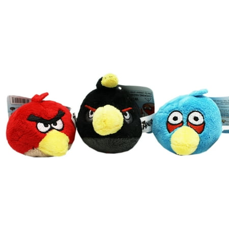 Angry Birds Red Bird, Blue Bird, and Bomb Small Plush Finger Puppets (3pc)