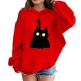 thumbnail image 2 of CYRBOKO Girls' Halloween Hoodies, Loose Fit Soft Casual Long Sleeve Kids Sweatshirts Red Size 9-10 T, 2 of 5