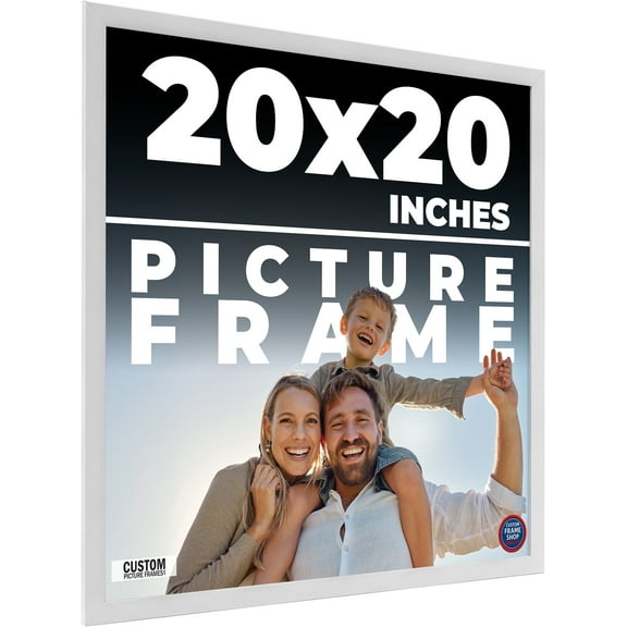 20x20 Frame White Solid Wood Picture Frame Includes UV Acrylic Shatter Guard Front, Acid Free Foam
