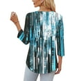thumbnail image 5 of WMTBSRSW 3/4 Sleeve Shirts for Women Fashion Floral Print V Neck Fall Tops Basic Tunic Tops Loose Casual Dressy Top Blue XX-Large, 5 of 7