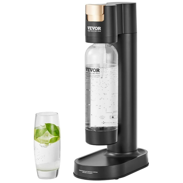 VEVOR Máquina para hacer agua con gas, máquina para hacer refrescos para carbonatar en el hogar, kit de inicio de agua Seltzer con botella de PET de 1 litro sin BPA, compatible con cilindro de CO2 de