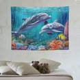thumbnail image 4 of ONETECH  Dolphin Tapestry Blue Ocean Coral Reef Tapestry Wall Hanging Underwater World Dolphin Tapestry for Living Room Bedroom Kids Room Dorm Wall Hanging Blanket Home Decoration, 4 of 7