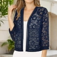 thumbnail image 1 of IMENGL Ladies' solid color lace knitted cardigan v neck, Blue L, Size M-2XL, 1 of 5