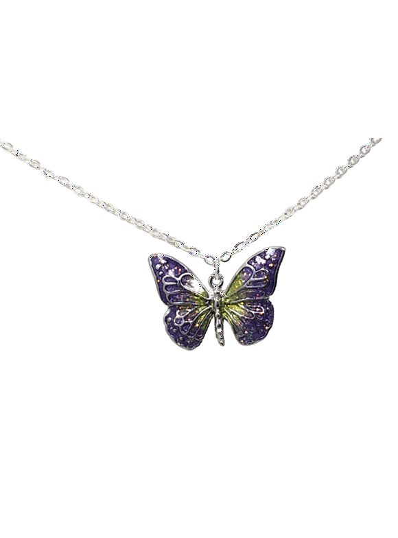 Iced Purple Butterfly Necklace - 15mm | Womens Necklaces | Shop Motif