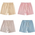 thumbnail image 3 of WOLLED Kids Toddler Boys Girls Cotton Shorts Baby Solid Color Shorts Summer Anti-Mosquito Lantern Pants for 1M-6 Years, 3 of 9