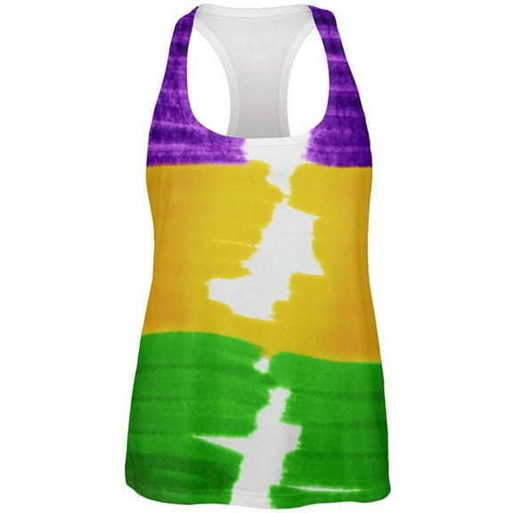 Mardi Gras Color Me Cajun All Over Womens Work Out Tank Top Multi LG