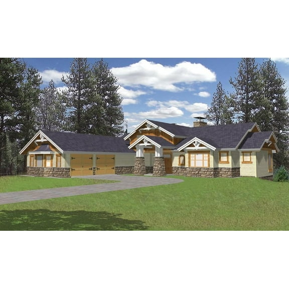 001-3132: Northwest Craftsman 3 Bed, 4 Bath Luxury Home Plan, 4772 Sq Ft: Full Blueprints with License to Build by Home Plan Marketplace - Lesuto