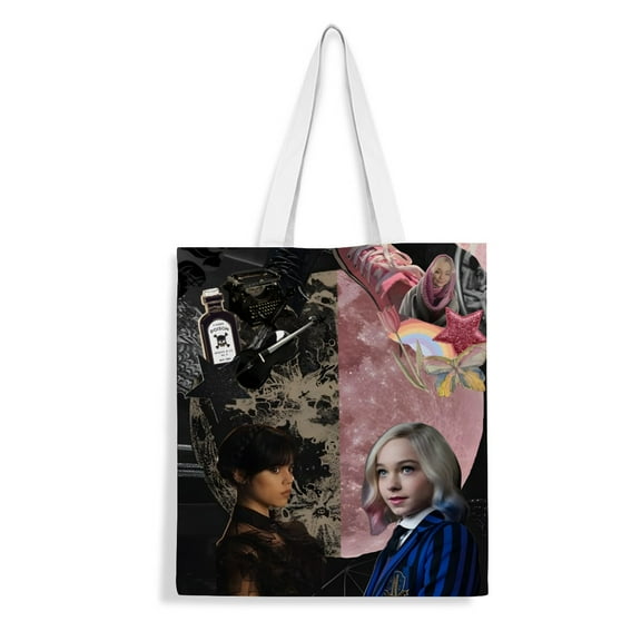 Wednesday Addams canvas Tote Bag handbag: Women’s chic shopping tote, great for groceries, with a reusable design and inner zipper, measuring 13.8 x 15.8 inches (35x40cm).