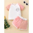 thumbnail image 3 of Toddler Baby Girls Boys Summer Clothes Outfit Sun Printed Set Short Sleeve Crewneck T-Shirt Patchwork Shorts Set 9M 12M 24M 3Y 4Y, 3 of 10