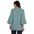 thumbnail image 3 of Moomaya Bell Sleeve Cotton Tunic For Womens V-neck Plain Summer Schiffli Top, 3 of 8