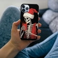 thumbnail image 3 of COMIO iPhone 15 Skeleton Santa Claus Hat Drinking Coffee Funny Christmas Case, 3 of 4
