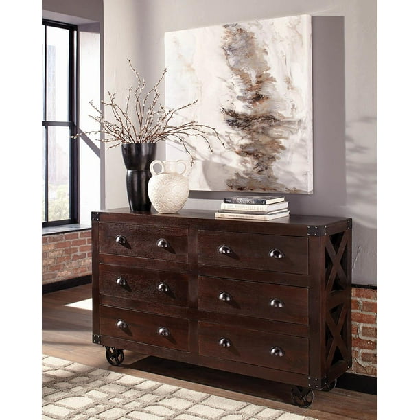 Forrestr 6-drawer Accent Cabinet with X-Detailing Dark Brown - Walmart.com - Walmart.com