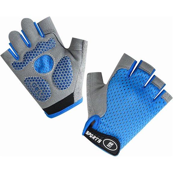 Kids Bike Gloves, Fingerless Kids Cycling Gloves Breathable Anti-Slip for Youth, Boys and Girls, Cycling Motorcycle Dirt Bike Outdoor Sports 【 Blue Medium 】