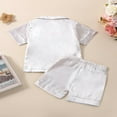 thumbnail image 3 of EIMELI Kids Baby Boy Girl Satin Silk Pyjamas Pjs Set Short Sleeve Button Down Loungewear 2Pcs Nightwear Homewear, 3 of 8