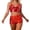 Red, variant on ZHOUCHANKIDS Women's Fashion Glossy Fitted Carnival Two Piece Shorts Suit for Party Outfit Wear Womens Metallic Dance Festival Blue M