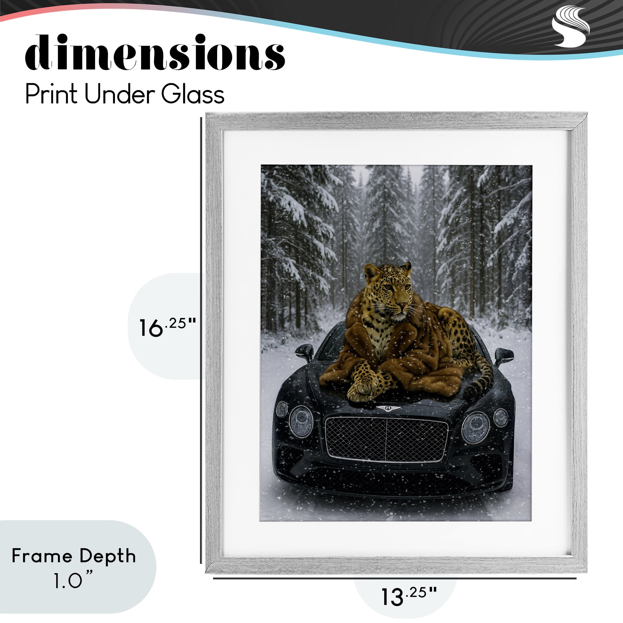 Stupell Industries Luxurious Leopard Winter Woods Gray Framed Print Under Glass, design by Grotto Studios