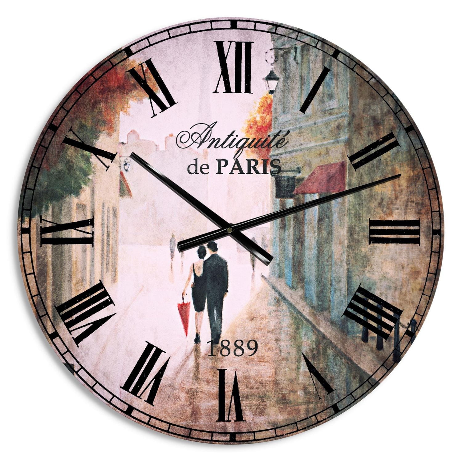 Designart Couples romantiques parisiens II horloge murale