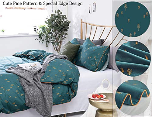 Queen Green Pine Pattern Cotton Luxury High Thread Soft Bedding Set,1 Duvet Cover and 2 Pillow Shams Comforter Cover-Set Opcloud Bedding Duvet-Cover-Set Queen Green Pine Pattern Cotton Luxury High Thread Soft Bedding Set,1 Duvet Cover and 2 Pillow Shams Comforter Cover-Set Opcloud Bedding Duvet-Cover-Set