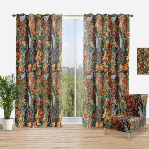 Designart 'Paisley Pattern IV' Bohemian & Eclectic Curtain Panel