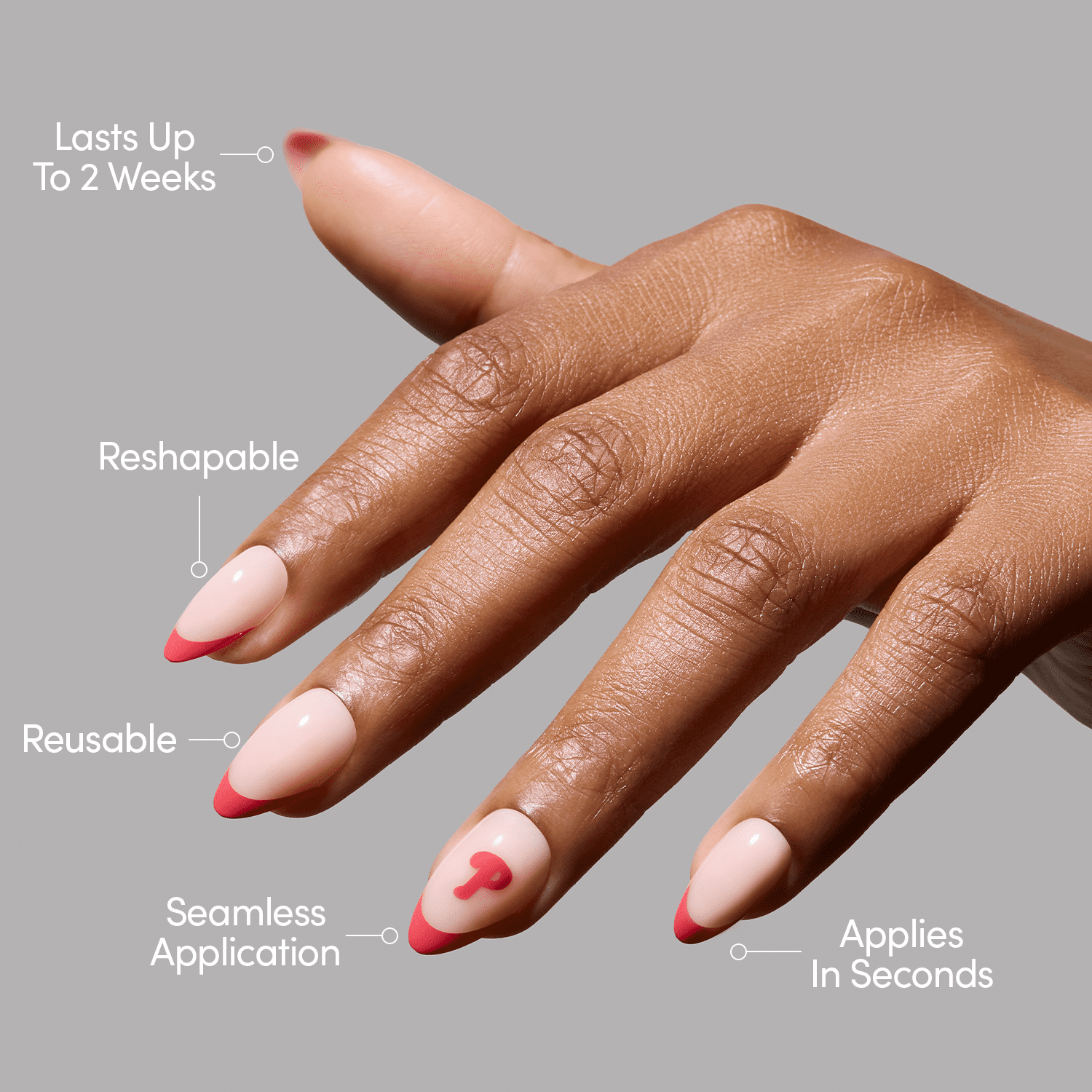 Glamnetic x Fanatics Press On Nails - Philadelphia Phillies | Short Almond Fake Nails, MLB Phillies Red French Tips, Baseball Nails, Salon-Quality | 15 Sizes - 30 Nail Kit with Glue