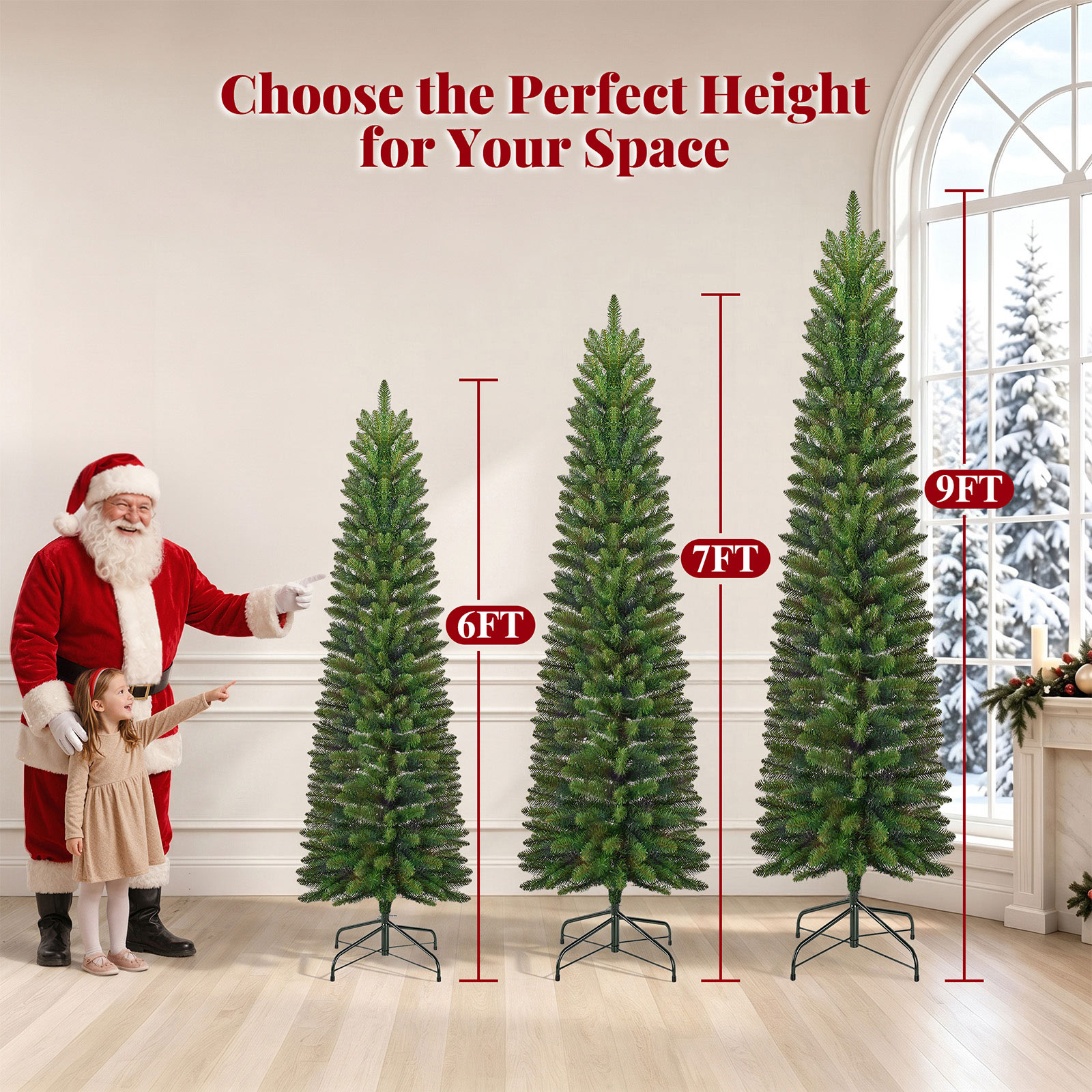 Goosiay 6ft Pre-Lit Pencil Christmas Tree with Remote Control photo 5