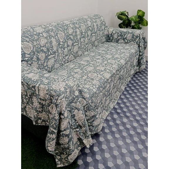 Lightweight Cotton Kantha Quilt with Floral Print – Artisan Made, Twin Size