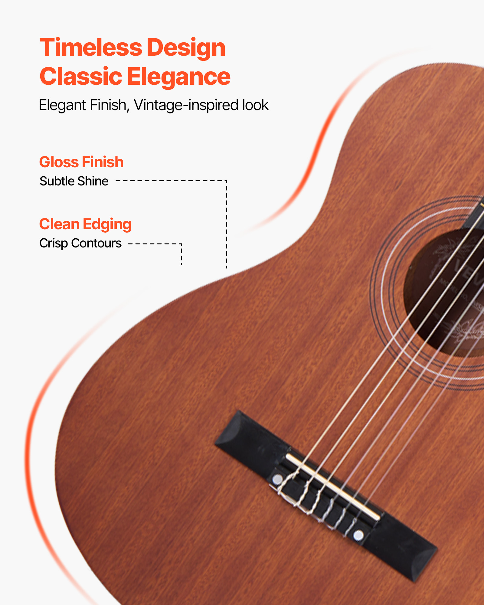 VEVOR Classical Guitar, 36 Inch, Wood Classical Guitar Starter Kit for Beginners, with Nylon Strings, Gig Bag, Strap, Tuner, Extra Strings, Picks, Capo, Sapele & Rosewood, for Kids Girls Boys,Natural
