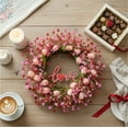 thumbnail image 6 of ValHome Valentine's Day Wreath with Wooden Love Sign - 22" Artificial Pink Rose & Wildflower Heart Wreath - Valentine Wreath for Front Door, Wall, Wedding, Anniversary & Romantic Gifts for Lover, 6 of 9