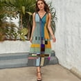 thumbnail image 3 of Mondrian Womens Night Club Maxi Dress V Neck Sleeveless Bohemia Long Dresses, 3 of 9