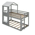 thumbnail image 5 of Harper & Bright Designs House Bunk Bed Twin over Twin, Wood Low Bunk Beds with Ladder, House Bed with Roof for Girls Boys, Grey, 5 of 16