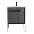 thumbnail image 3 of Fine Fixtures  Oakville Bathroom Vanity  with White Ceramic Sink Onix Grey - Black Hardware 24 Inch, 3 of 8